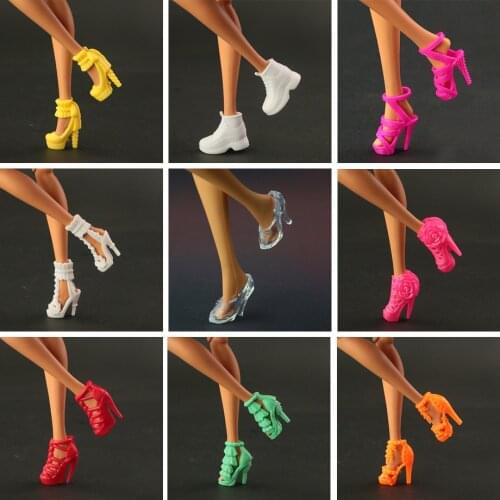The lowest Price 100 pair / lot new high quality fashion Shoes For Barbie Doll 10 different Style different Color shoes