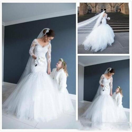 Sexy Mermaid wedding dress soft tulle wedding Grown V neck dress cap sleeves vestido de noiva Custom made robe de mariee lace-up