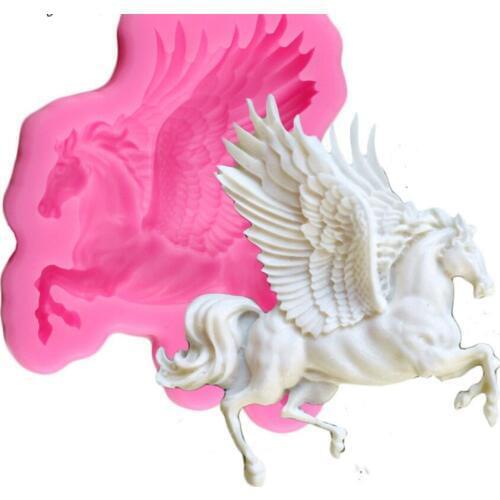 3D Pegasus Silicone Mold Horse Candy Chocolate Fondant Molds Sugarcraft Cake Decorating Tools Soap Clay Moulds