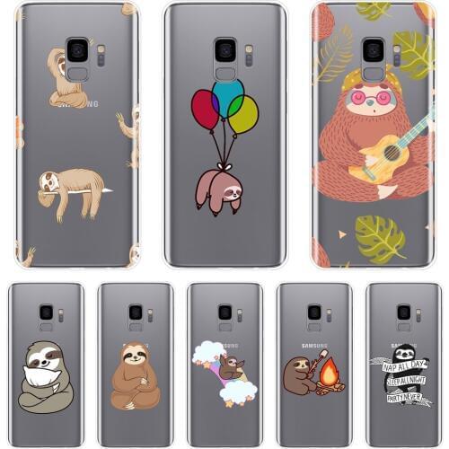 Phone Case Silicone For Samsung Galaxy S5 S6 S7 Edge S8 S9 Plus Kawaii Funny Cute Sloth Soft Back Cover For Samsung Note 4 5 8 9