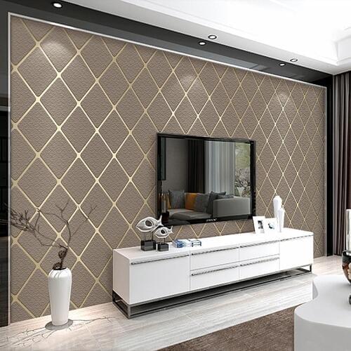 Modern Living Room Sofa Bedroom Wallpaper For Walls 3D Thicken Non-woven Suede Geometric Lattice TV Background Wall Paper Rolls