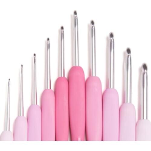 Rose pink hand knitting tools Resin Handle Knitting Needles 0.6-6mm Tulip Ter Crochet Hook