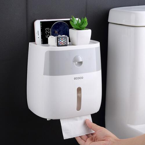 Bathroom Waterproof Tissue Box Plastic Toilet Paper Holder Wall Mounted Storage Box Double Layer Napkin Dispenser Organizer