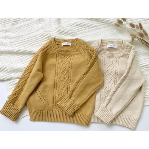 Baby Boys Girls Knitting Clothes Spring Autumn Kids Pullovers Tops Korean Style Baby Girls Boys Long Sleeve Solid Color Sweaters