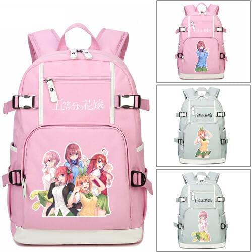 The Quintessential Quintuplets Nakano Miku Canvas Women Backpack Kawaii School Bags for Teenage Girls Pink Laptop Backpack 2019