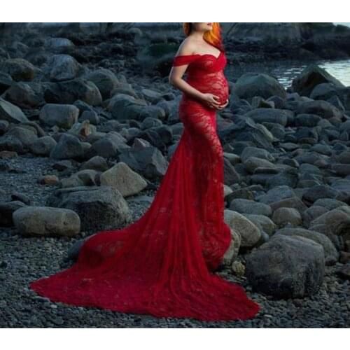 2021 New Women Dress Word Neck And Floor-Length Tail Skirt Photo Shoot Pregnant Women Wedding Dresss Maternity Photography Dress