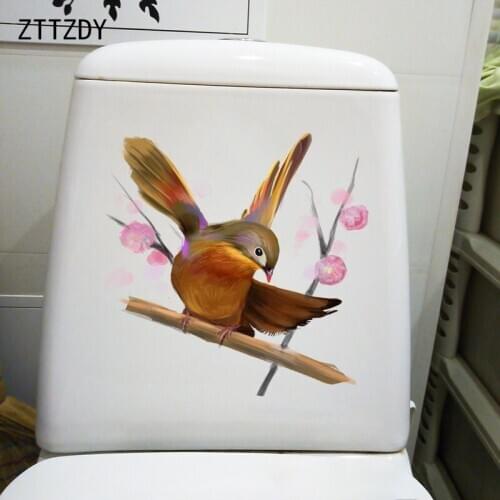 ZTTZDY 23.1CM×23.3CM Chinese Style Pattern Home Room Wall Stickers Flower Bird Toilet WC Accessories T2-0777