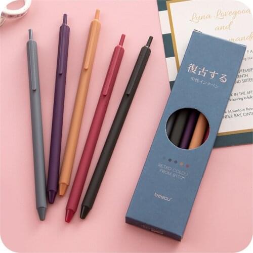 1pcs 0.5mm Retro Dark Color Gel Pen Refill Triangular Body Ballpoint Gel Pen Children Writing Journaling Office School Supplies