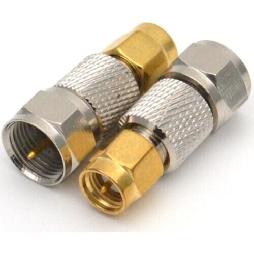 2PCS New F Male Plug to SMA Male Plug Straight Adapter Coaxial RF Connector
