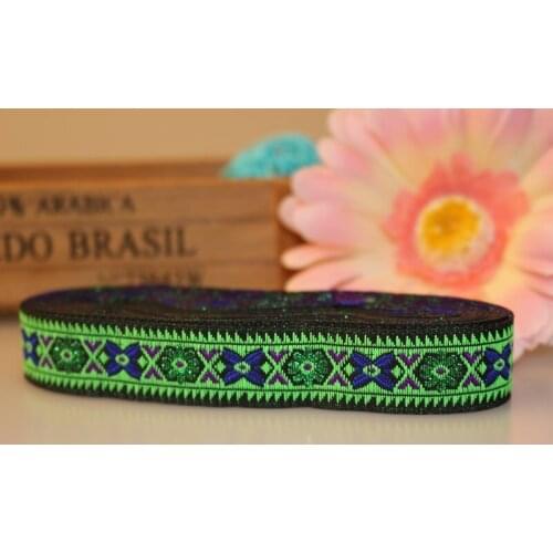 20yards/lot wide 2cm Woven Jacquard Ribbon classical design green for curtain and clothing accessory LS-0827