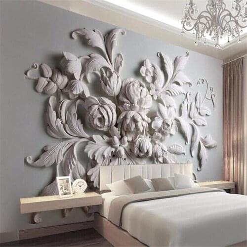 Beibehang Customized wallpaper 3D three-dimensional relief European background porch bird leaf fashion modern decorative mural