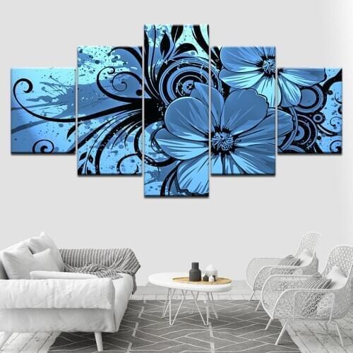 5 Pieces Canvas Painting Wall Art Module Of The Living Room Bedroom Modular Mural Framework Purple Orchid Pictures