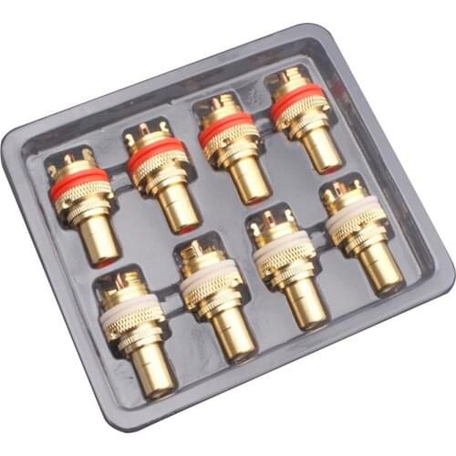 8PCS RCA CMC Female Red White RCA Female Socket Chassis High Quality Phono Copper Plug Connector