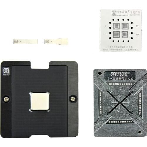 AMAOE Baseband CPU RAM Magnetic Redalling Kit With BGA Stencil Platform For iphone6/6p/6s/6sp/7/7p/8/8p/x 0.1mm Steel Mesh