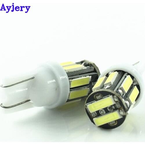 AYJERY 100pcs Car LED T10 10 SMD 7020 LED 194 168 501 10 Led 7014 Instrument Lamps Auto Door Indicator Lights Super Bright White