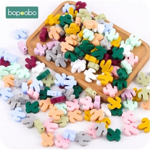 Bopoobo Silicone Cactus Baby Teether 20PCS BPA Free Rattle Toys Silicone Teething Rodent Baby Gifts Tiny Rod Baby Products