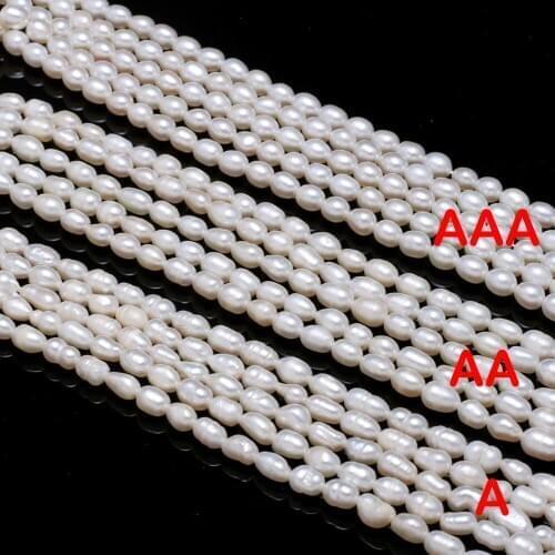 Natural freshwater pearl beads white (Grade A / AA / AAA) Rice shape Sold in packs 36CM 4