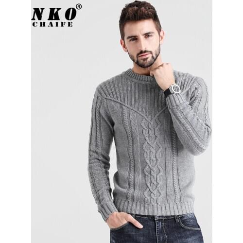 CHAIFENKO Men Brand High Quality Solid Sweaters Men Winter Warm Knitted Pullovers Men New Autumn Casual Long Sleeve Men Sweater