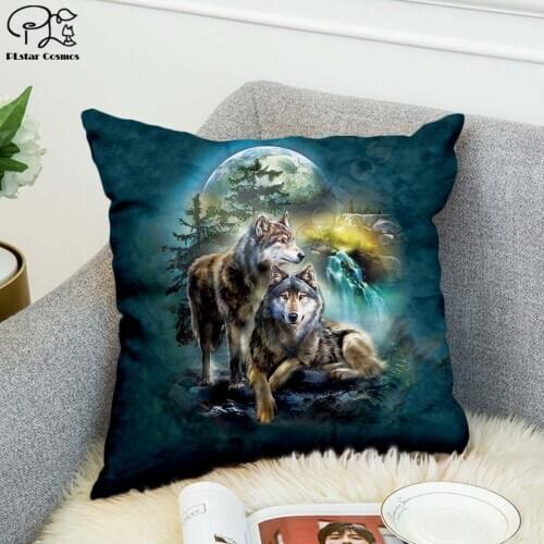 Funny Animal Wolf 3D printed Pillow Case Polyester Decorative Pillowcases Throw Pillow Cover Double-sided printing style-2