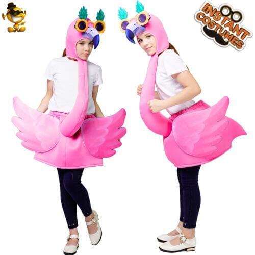 Kids Pink Flamingo Costume Role Play Mascot Fancy Dress Boys&Girls Flamingo Halloween Costume