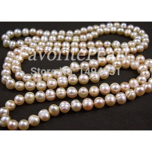Free Shipping 48 Inch 9-10mm Pink Color Natural Freshwater Pearl Long Necklace Wholesale Pearl Jewelry