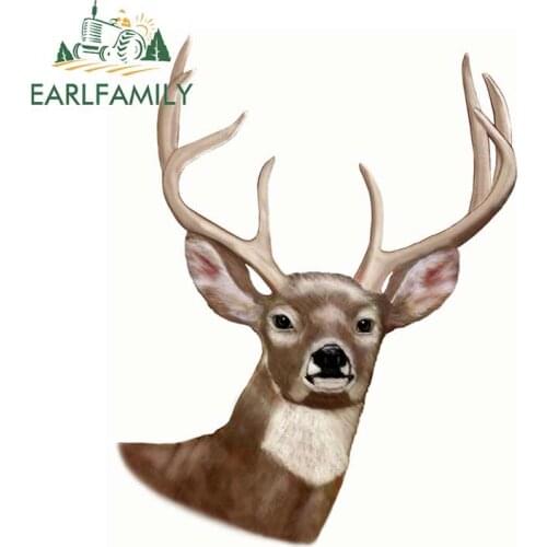 EARLFAMILY 13cm x 10.3cm For Deer Buck Large Cute Decal Creative Car Sticker Car Assessoires Windshield Scratch-Proof Sunscreen