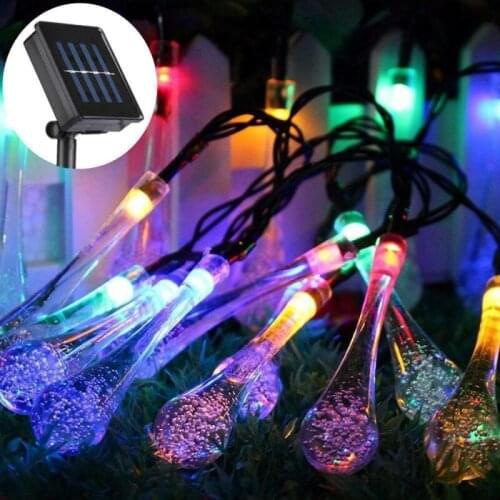 30LED Solar Droplet Bulb String Lights Outdoor Waterproof Garden Fairy Lights Lawn Courtyard Solar Lamp Christmas Decoration