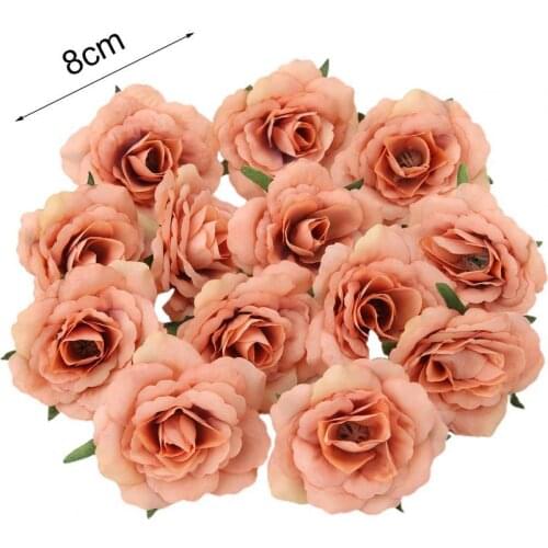 10Pcs/Set Simulation Flower Head Vivid Long Lasting Multi-functional Artificial Rose Flower Heads for Wedding