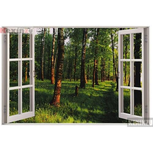 Kexinzu Full Square/Round 5D Diy Diamond Painting Cross Stitch "Window Scenery " Diamond 3D Embroidery Mosaic Home Decor 006