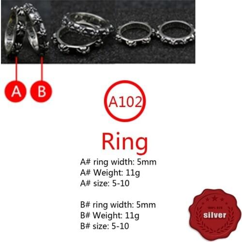 A102 S925 Sterling Silver Ring Jewelry Personality Trend Simple Glossy Cross Flower Letters Fashion Popular Street Dance Style