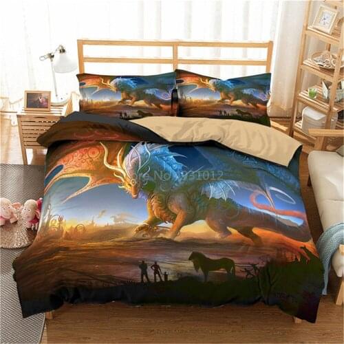 Bedding Set Fantasy Unicorn Dragon Duvet Cover Set Bedding Sets Comforter Set and Pillowcases Duvet Cover Full Size