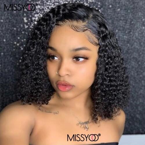 Short Curly Bob Lace Front Human Hair Wigs With Baby Hair Brazilian 4x4 Lace Closure Wig For Women Deep Wave Wig Pre Pluck