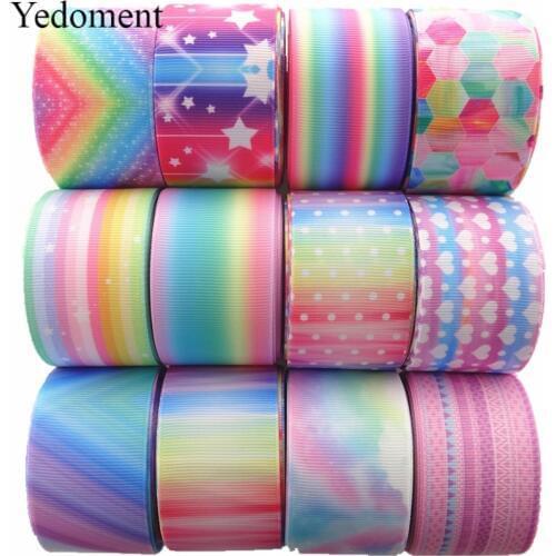 18041904, 1"25mm,1.5"38mm, 10 yards/lot rainbow printed grosgrain ribbons gift packaging DIY handmade materials