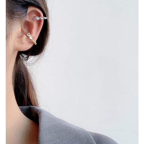 Tibetan Silver Circular Micro Inlaid Zircon Earring Geometry Irregular Shape Ear Cuff Clip on Earring For Women Girl Earring