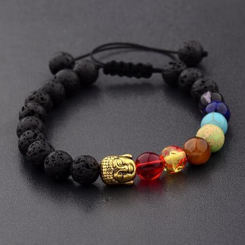 Lava Stone Bracelet Adjustable Pulseras Mujer Moda 2020 Etnicas Buddha Bracelet 8mm Natural Stone Bracelet Chakra ABK010