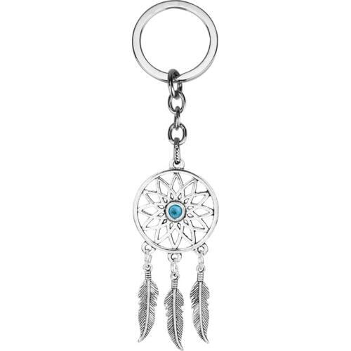 MOCHUN 1pc Dreamcatcher Feather Wind Chimes Dream Catcher Key Chain Women Vintage Indian Style Keychain -50