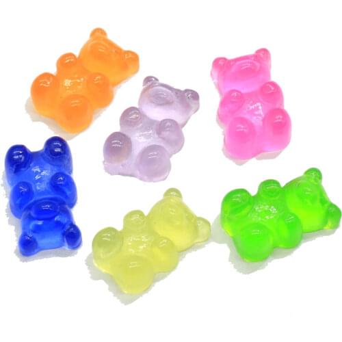Fashion Cute Resin Candy Flatback Cabochon Simulation Gummy Bear Candy Resin Sugar Dollhouse Food DIY