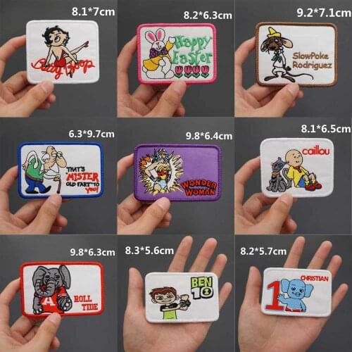 Cartoon Betty Girl Embroidery Punk Biker Patch Merrow Border Iron On Back Badge for Clothes Hat Accessories Decoration