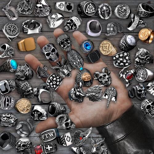 Vintage Gothic Mens Ring 316 Stainless Steel Eagle Red Crystal Snake Classic Punk Rings For Boy Male CZ Stones New Jewelrys