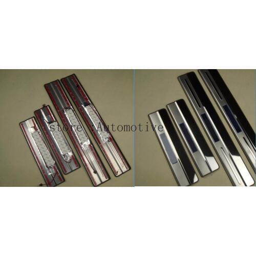 Stainless steel Door sill scuff plate LED door sill Cover 4pcs/set for VOLVO XC60 2010 2011 2012 2013 With lOGO