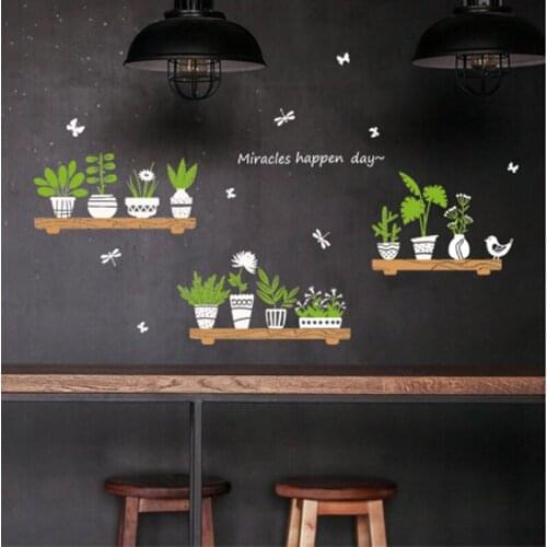 Plant Glass Potted Shop Window Sticker Flower Pot dIY Wall Decals Homen Cafe Decor Waterproof Wallpapers#T2