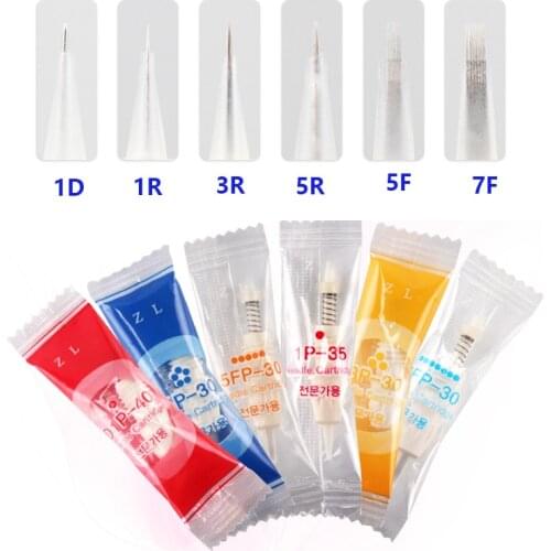 50pcs 1R/D1R/3R/5R/5F/7F Disposable Tattoo Permanent Makeup Needle Tips for Eyebrow lip Cartridge needle apply to CHARMANT 2