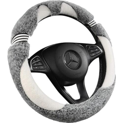 Winter Super Soft Plush Car Steering Wheel Cover Universal Warm Rabbit Auto Handlebar on The Steering-Wheel Braid Beautiful