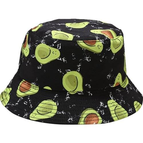 Fruit Avocado Bucket Hat Unisex Bob Caps Hip Hop Gorros Men women Summer Panama Cap Beach Sun Fishing boonie Hat for Women Men