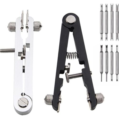 5mm-30mm Adjusted Professional Spring Clamp V Type Watch Bracelet Plier Remover Repair Tool with 8Pc Pin Suitable for 6825 Strap