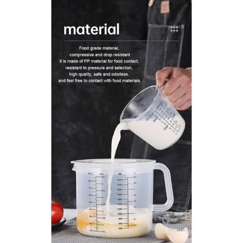 2.5L Baking Measuring Cup Scale Mixing Bowl with Lid Transparent Plastic Mixing Cup for Home Kitchen