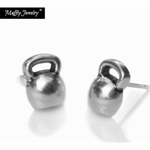 Kettlebells Stud Earrings,Fitness Gym Jewelry For Sporty Women,Collar Bodybuilding Weightlifting Gift In 925 Sterling Silver