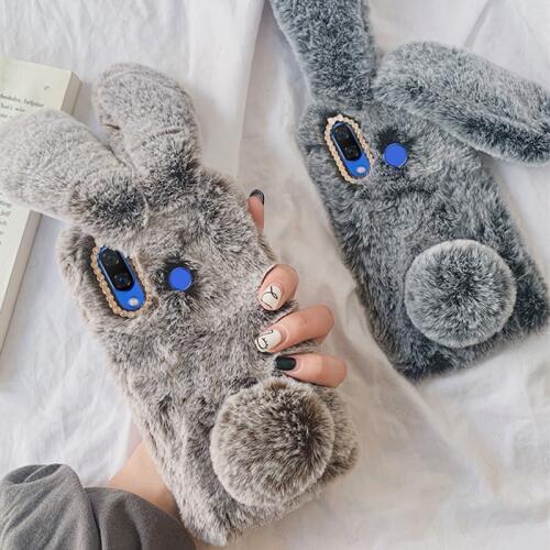 For Xiaomi Mi A2 lite POCO M3 X3 8T A3 9T 9 Redmi 9A 8A 7A 6A Redmi 5 Note 9S 6 7 8 Pro Phone Case Fluffy Rabbit Silicone cover