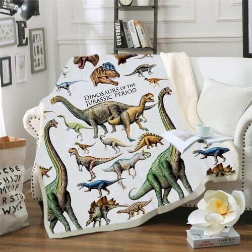 Cute Sofa Throw Blanket 3D Cartoon Jurassic Park Dinosaur Blanket for Kids Boy Single Size Bed Linens Microfiber Fabic Blanket