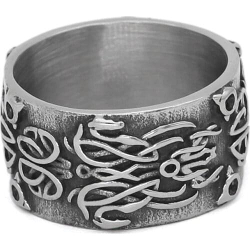 Nordic Viking amulet drgon dreki Scandinavian Jormungand Knot rings stainless steel with valknut rune gift bag